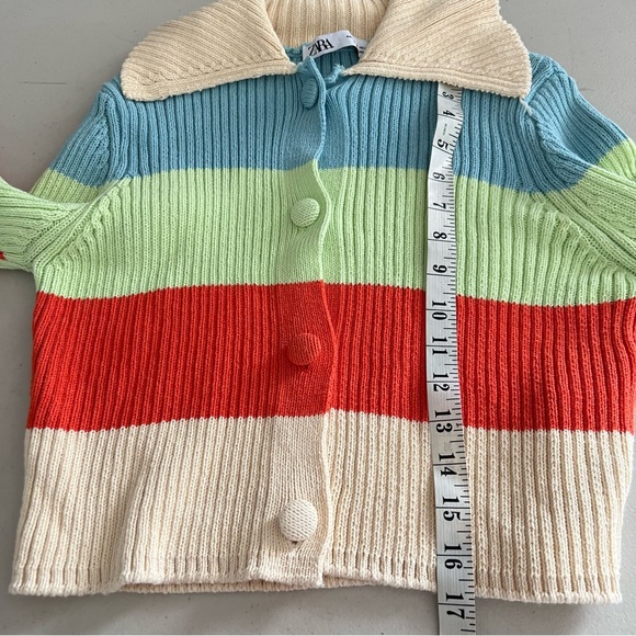 Zara Striped Knit Buttoned Sweater Size Small - Picture 6 of 8